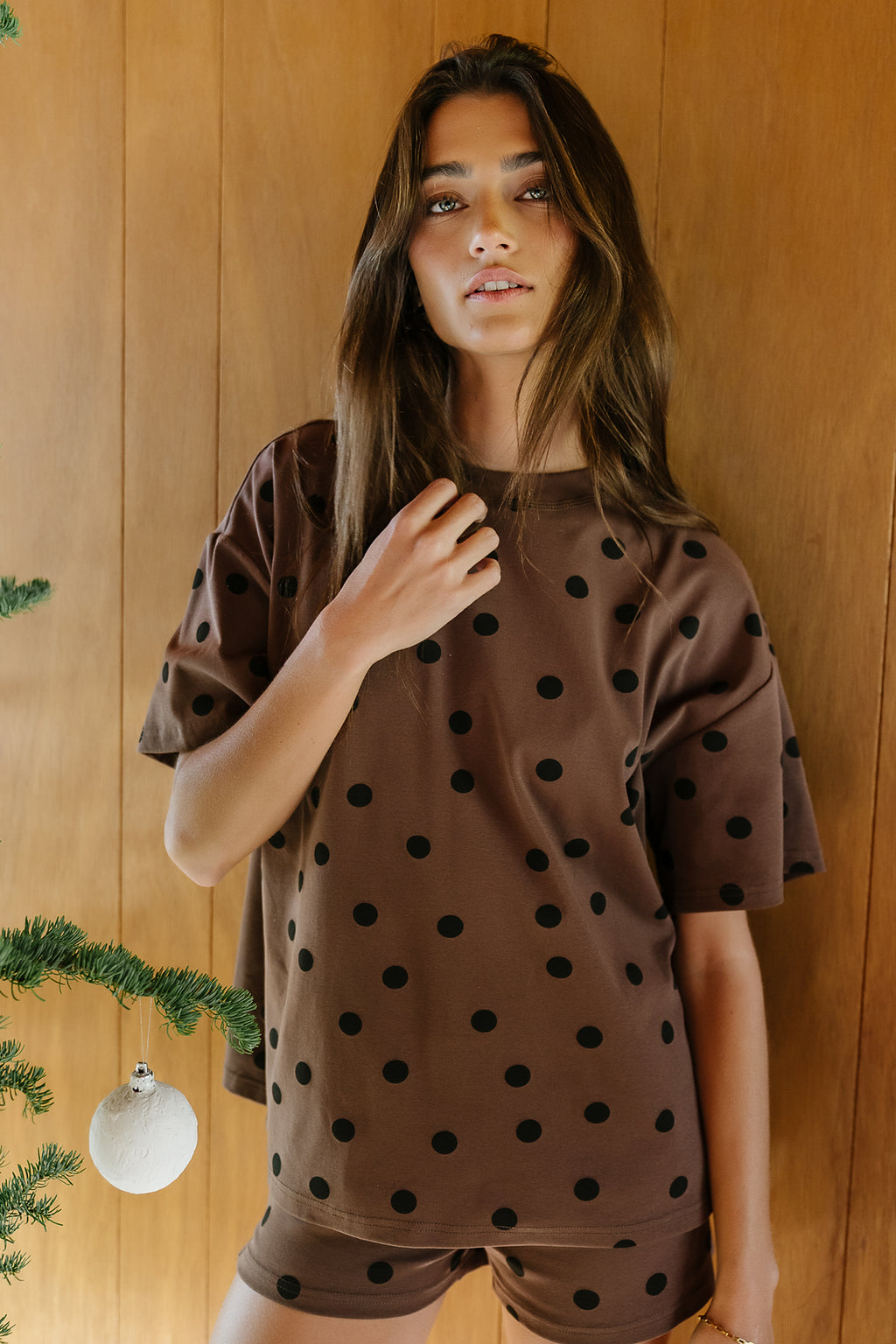 James Polka Dot Shorts in Brown - FINAL SALE