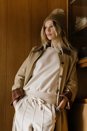 Malinda Mixed Media Top in Cream - FINAL SALE