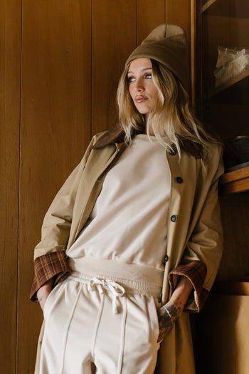 Malinda Mixed Media Top in Cream - FINAL SALE