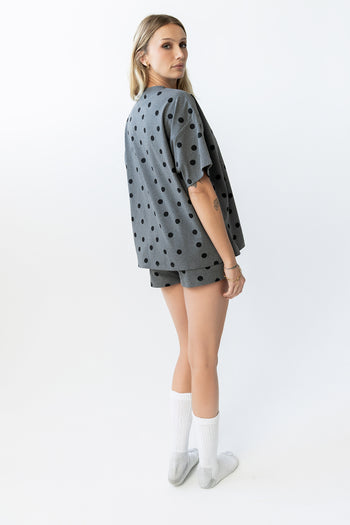 James Polka Dot Tee in Charcoal - FINAL SALE