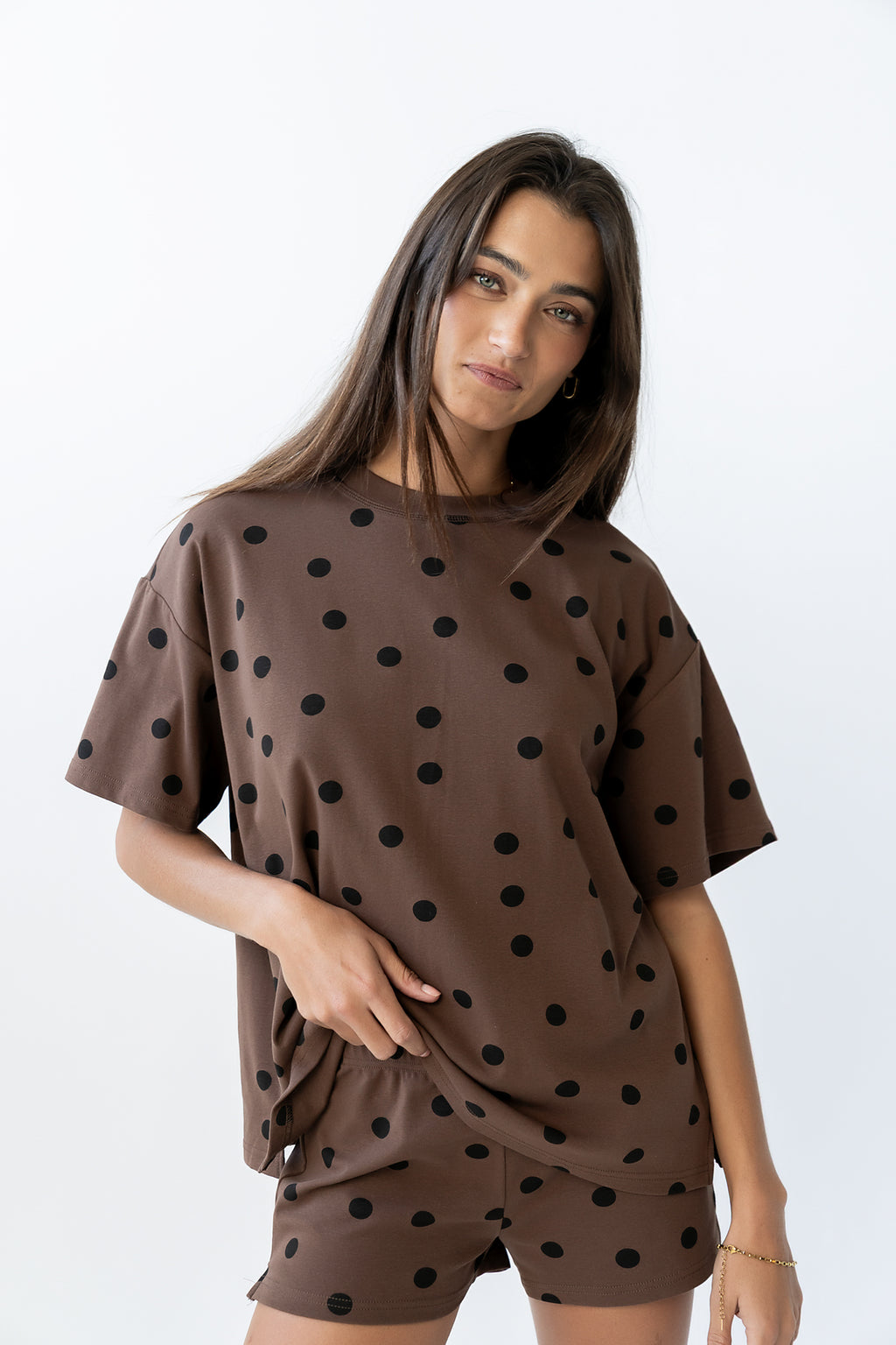 James Polka Dot Tee in Brown - FINAL SALE