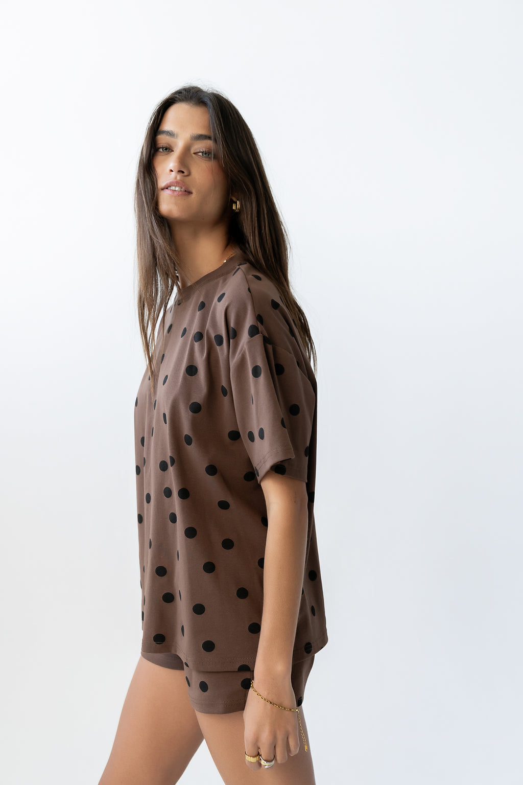 James Polka Dot Tee in Brown - FINAL SALE