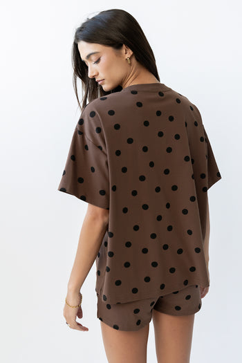 James Polka Dot Tee in Brown - FINAL SALE