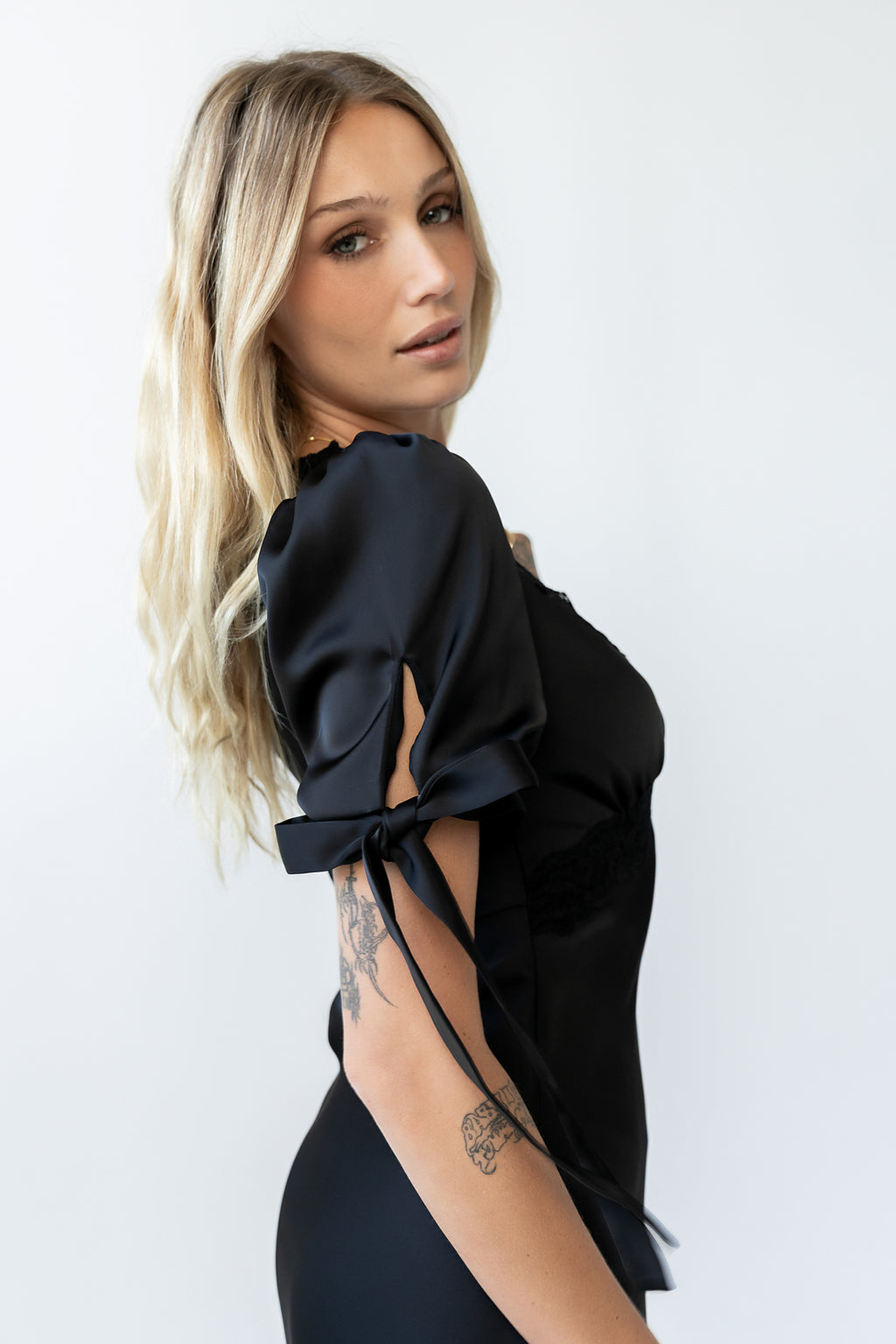 Amanda Lace Trim Maxi Dress in Black