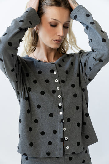 James Polka Dot Long Sleeve in Charcoal - FINAL SALE