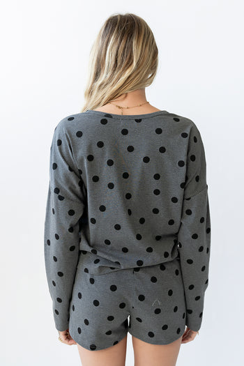 James Polka Dot Long Sleeve in Charcoal - FINAL SALE
