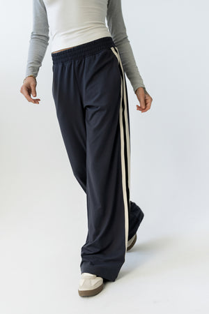 Avery Striped Pants in Charcoal
