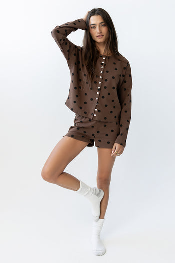James Polka Dot Cardigan in Brown