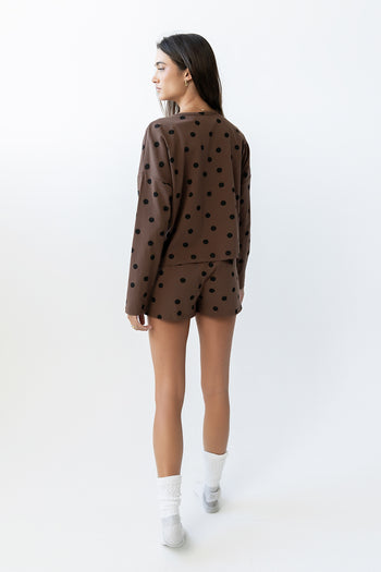 James Polka Dot Cardigan in Brown