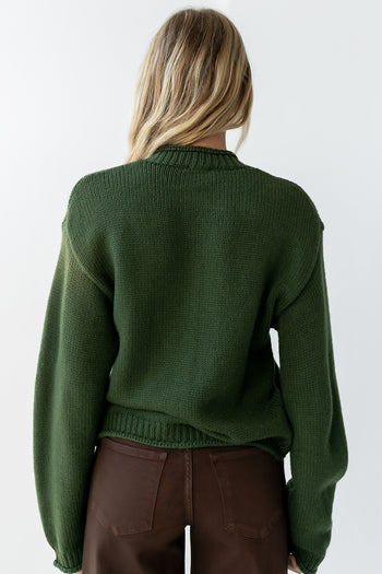 Nolan Chunky Knit Cardigan in Green