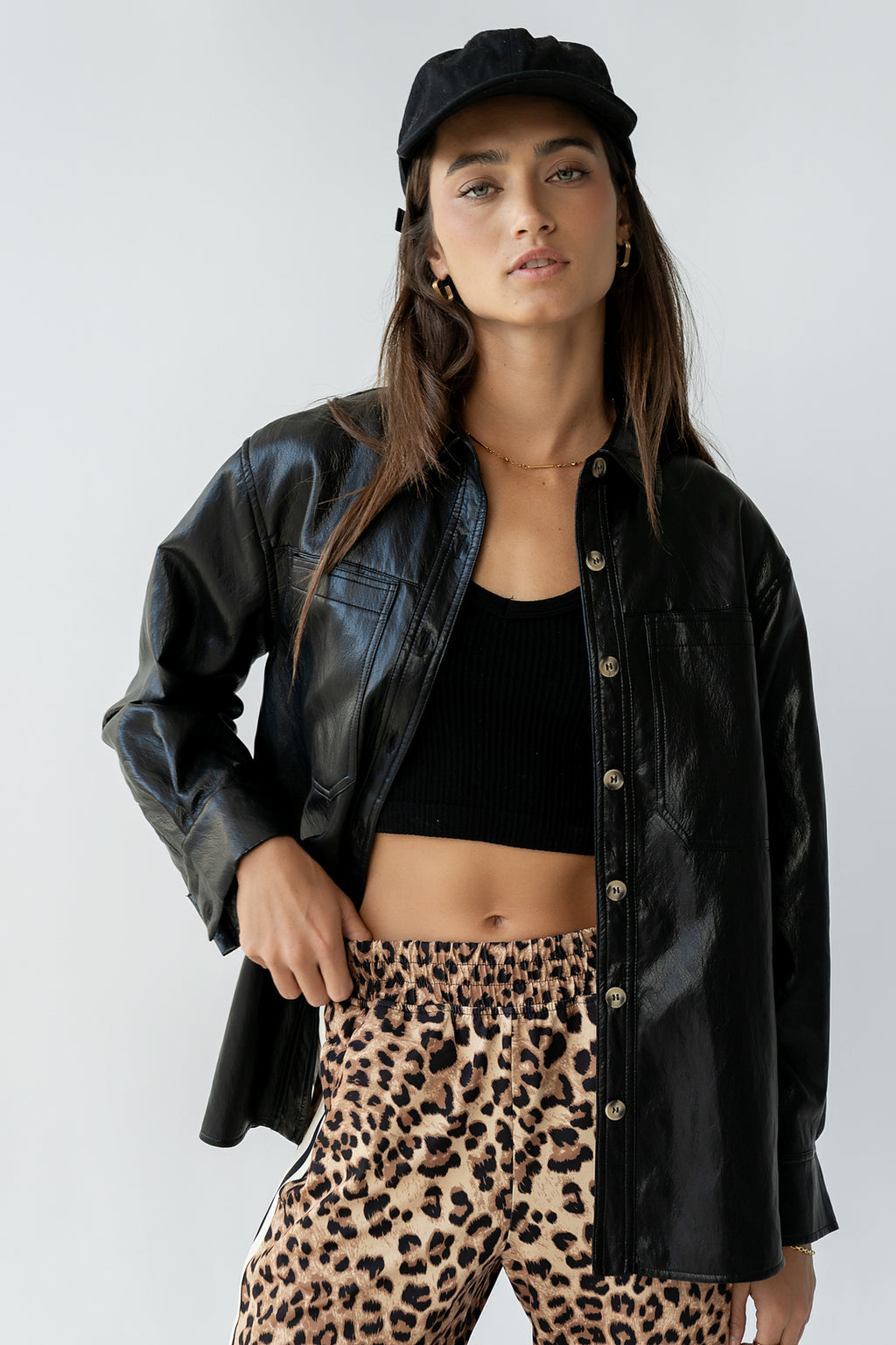 Bruno Vegan Leather Shacket - FINAL SALE