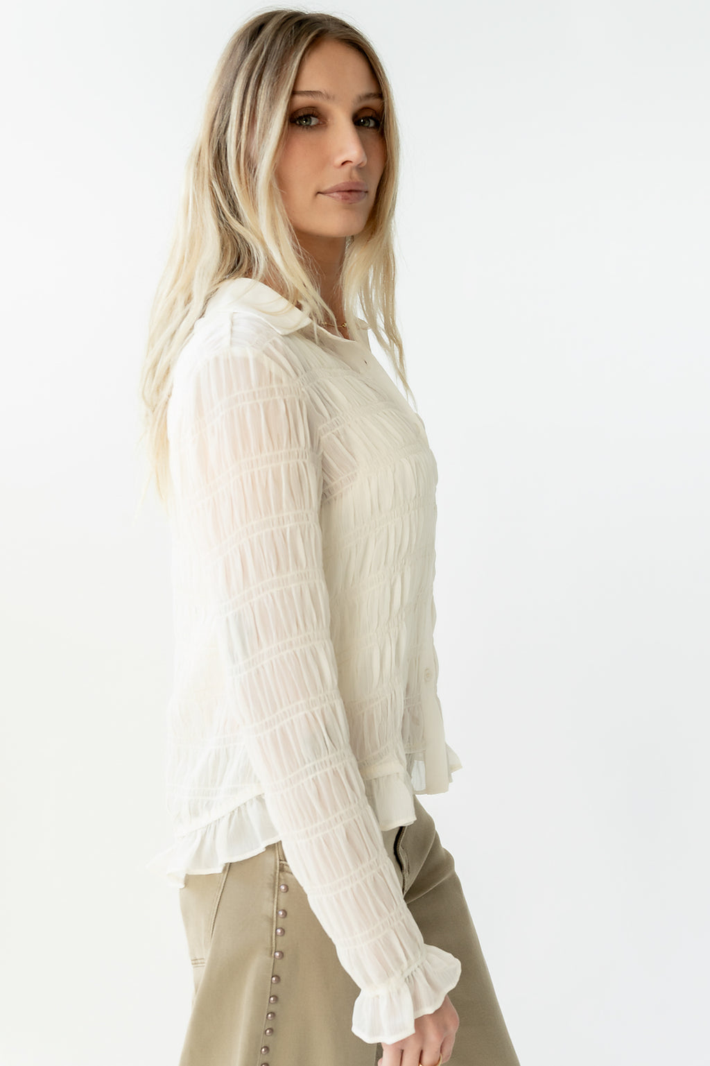 Nicola Sheer Blouse in Cream - FINAL SALE