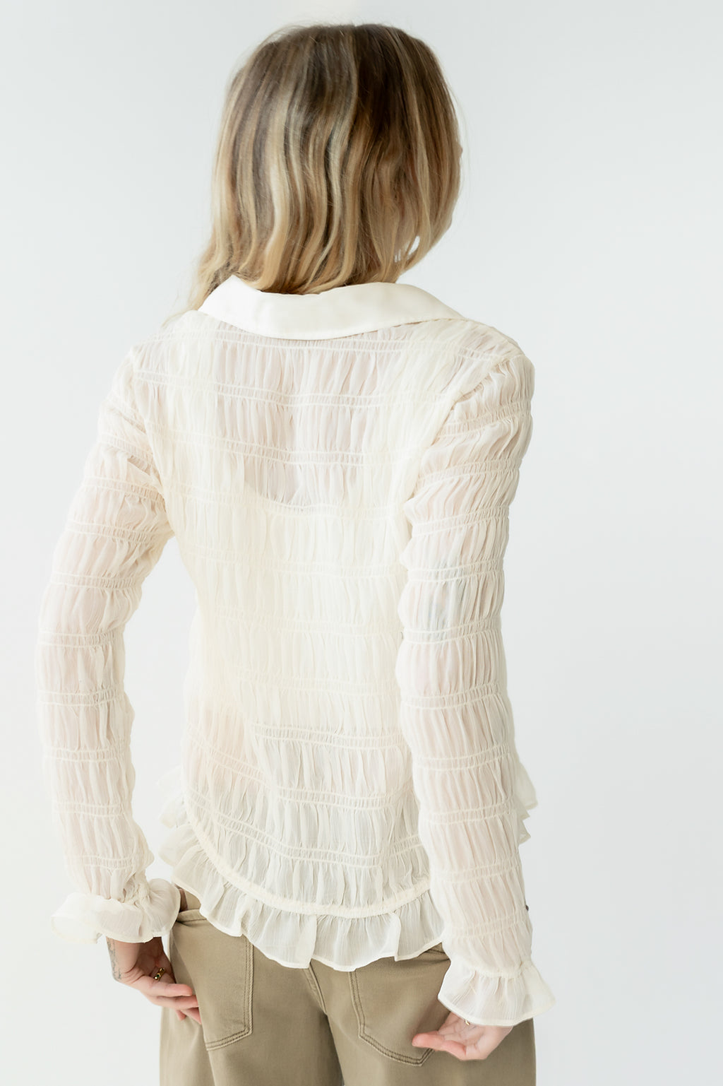 Nicola Sheer Blouse in Cream - FINAL SALE