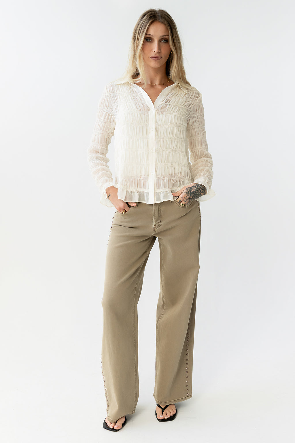 Nicola Sheer Blouse in Cream - FINAL SALE