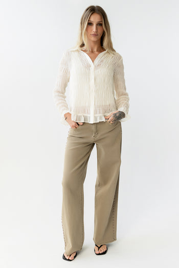 Nicola Sheer Blouse in Cream - FINAL SALE