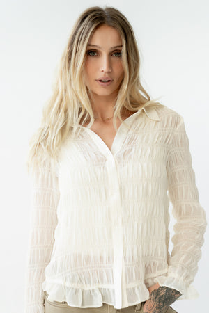 Nicola Sheer Blouse in Cream - FINAL SALE