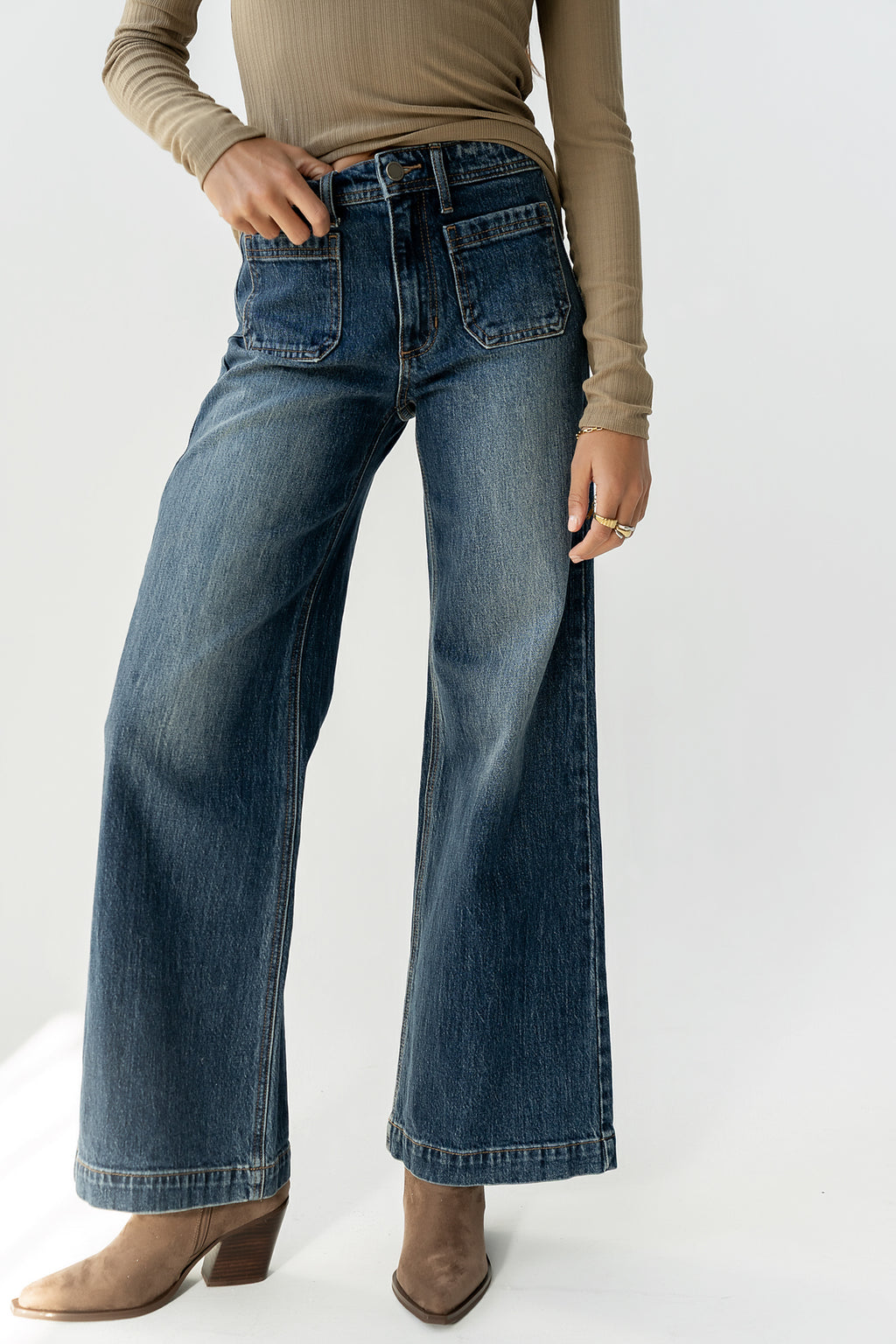 Alexia Wide Leg Jeans in Dark Wash