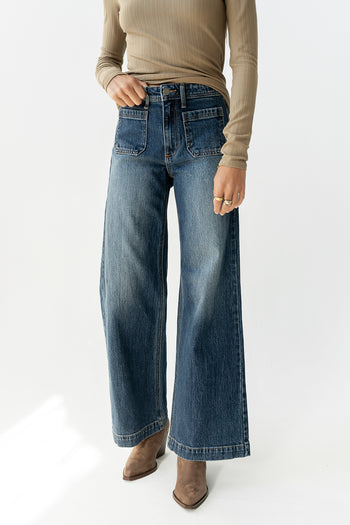 Alexia Wide Leg Jeans in Dark Wash