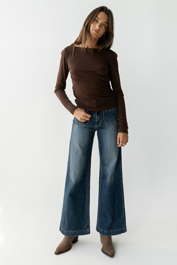 Selena Ruched Top in Brown - FINAL SALE