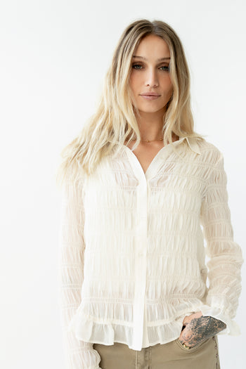 Nicola Sheer Blouse in Cream - FINAL SALE