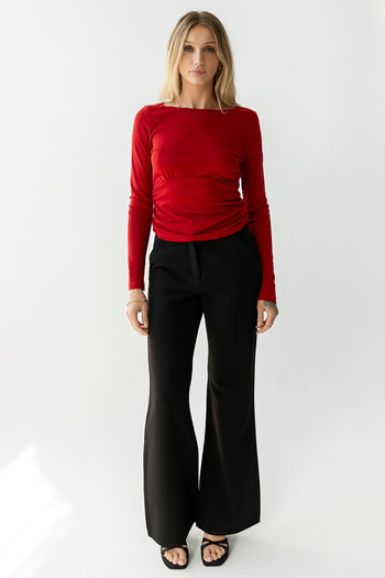 Selena Ruched Top in Red - FINAL SALE