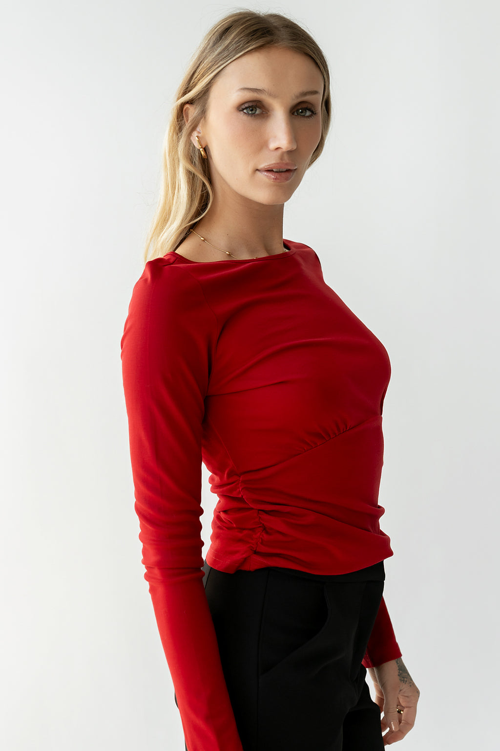 Selena Ruched Top in Red - FINAL SALE