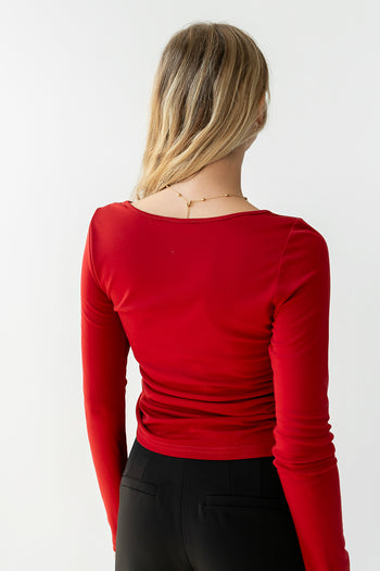 Selena Ruched Top in Red - FINAL SALE
