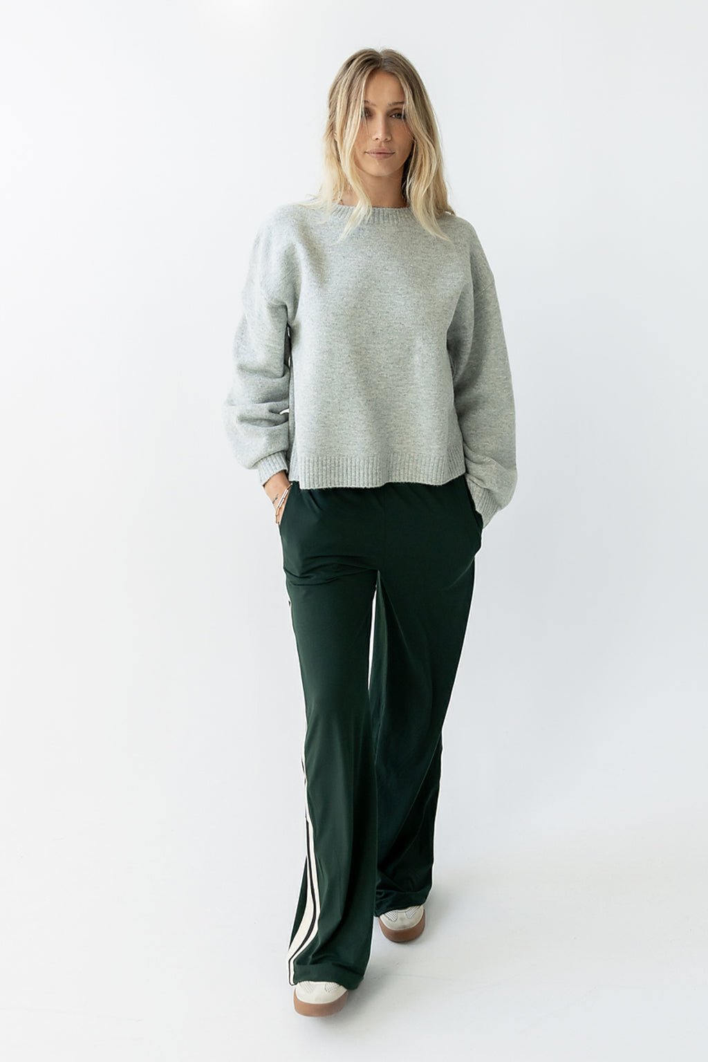 Avery Striped Pants in Green - FINAL SALE