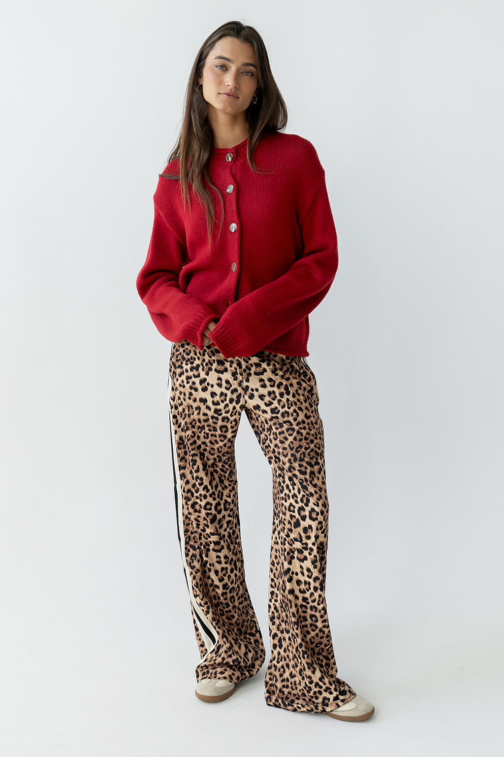 Nolan Chunky Knit Cardigan in Red - FINAL SALE