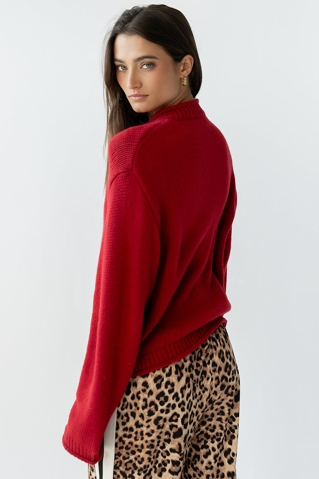 Nolan Chunky Knit Cardigan in Red - FINAL SALE