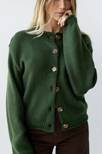 Nolan Chunky Knit Cardigan in Green