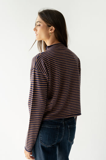 Julianne Striped Cardigan in Navy