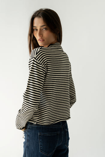 Julianne Striped Cardigan in Black