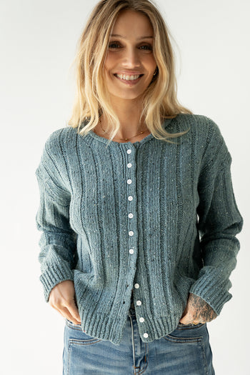 Katira Button Up Sweater in Blue