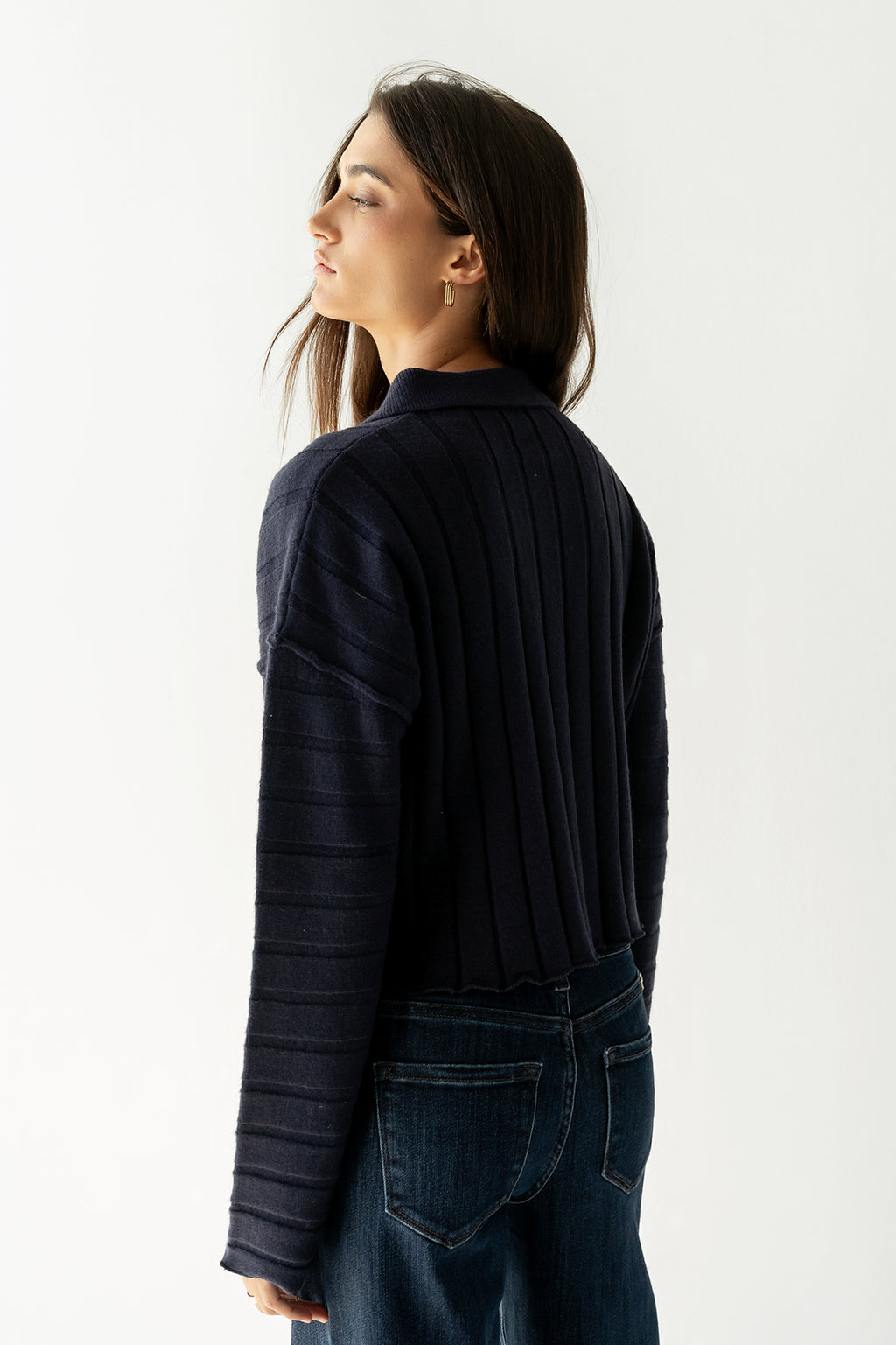 Brandi Collared Sweater in Navy