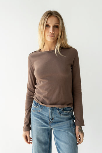 Janie Knit Top in Brown - FINAL SALE