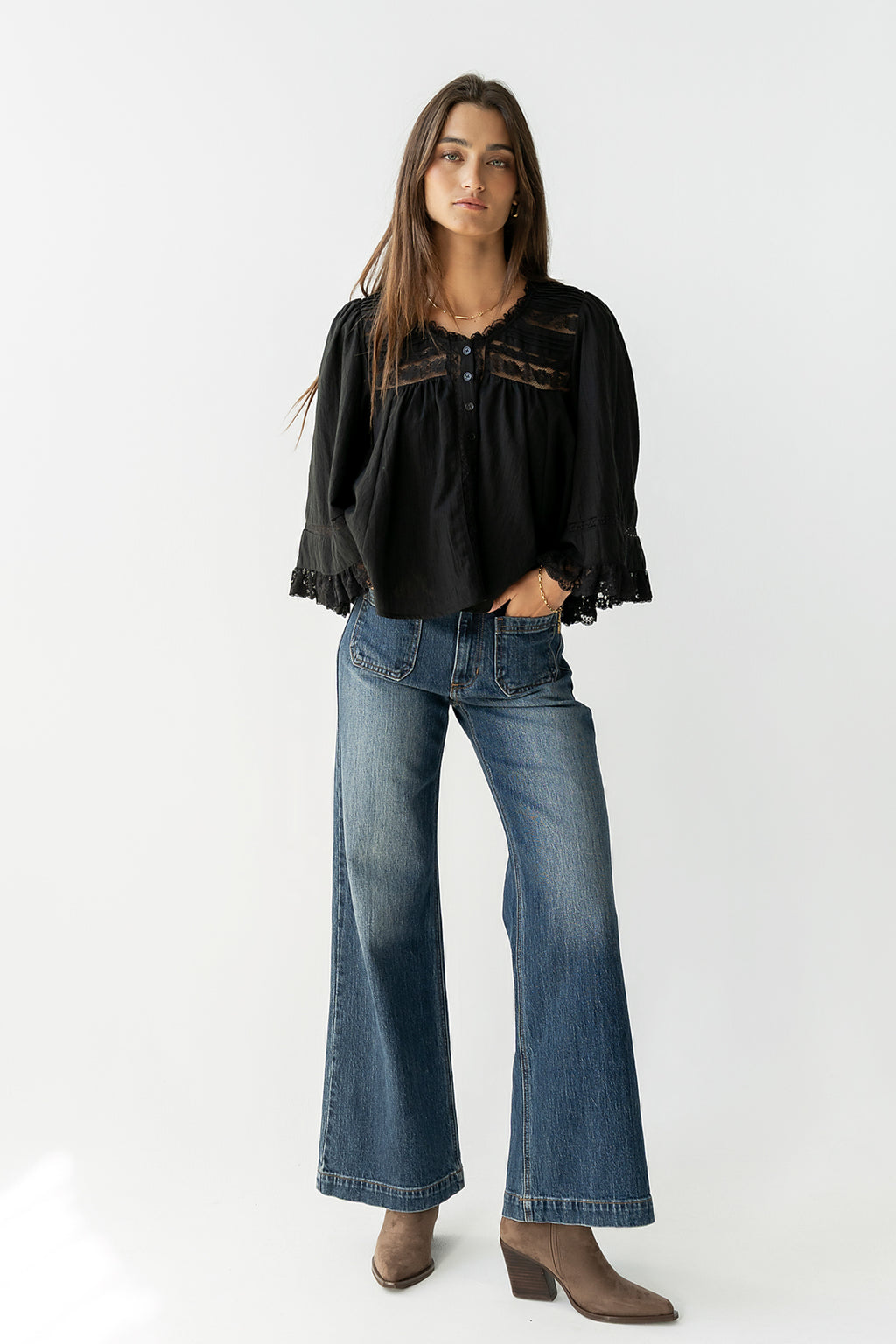 Kylee Lace Blouse in Black - FINAL SALE