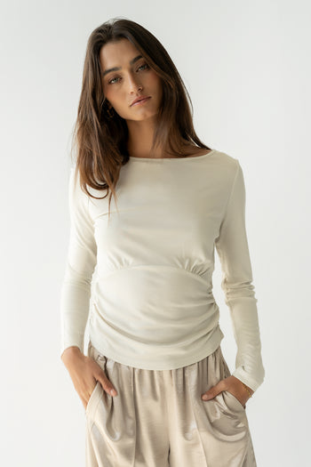 Selena Ruched Top in Bone - FINAL SALE