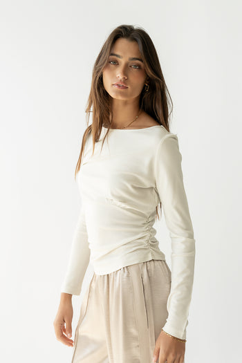 Selena Ruched Top in Bone - FINAL SALE