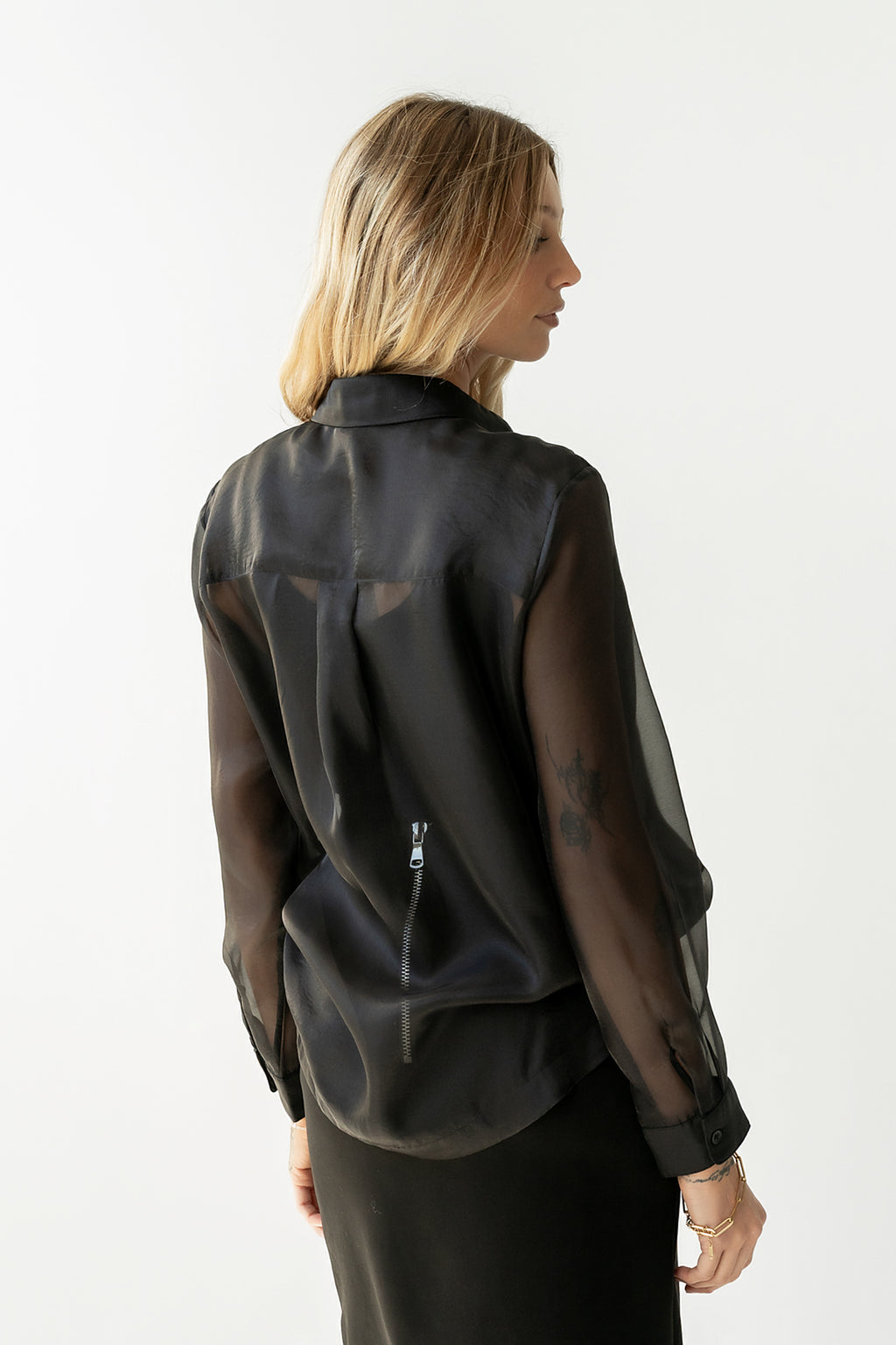 Liberty Sheer Button Up Blouse in Black - FINAL SALE