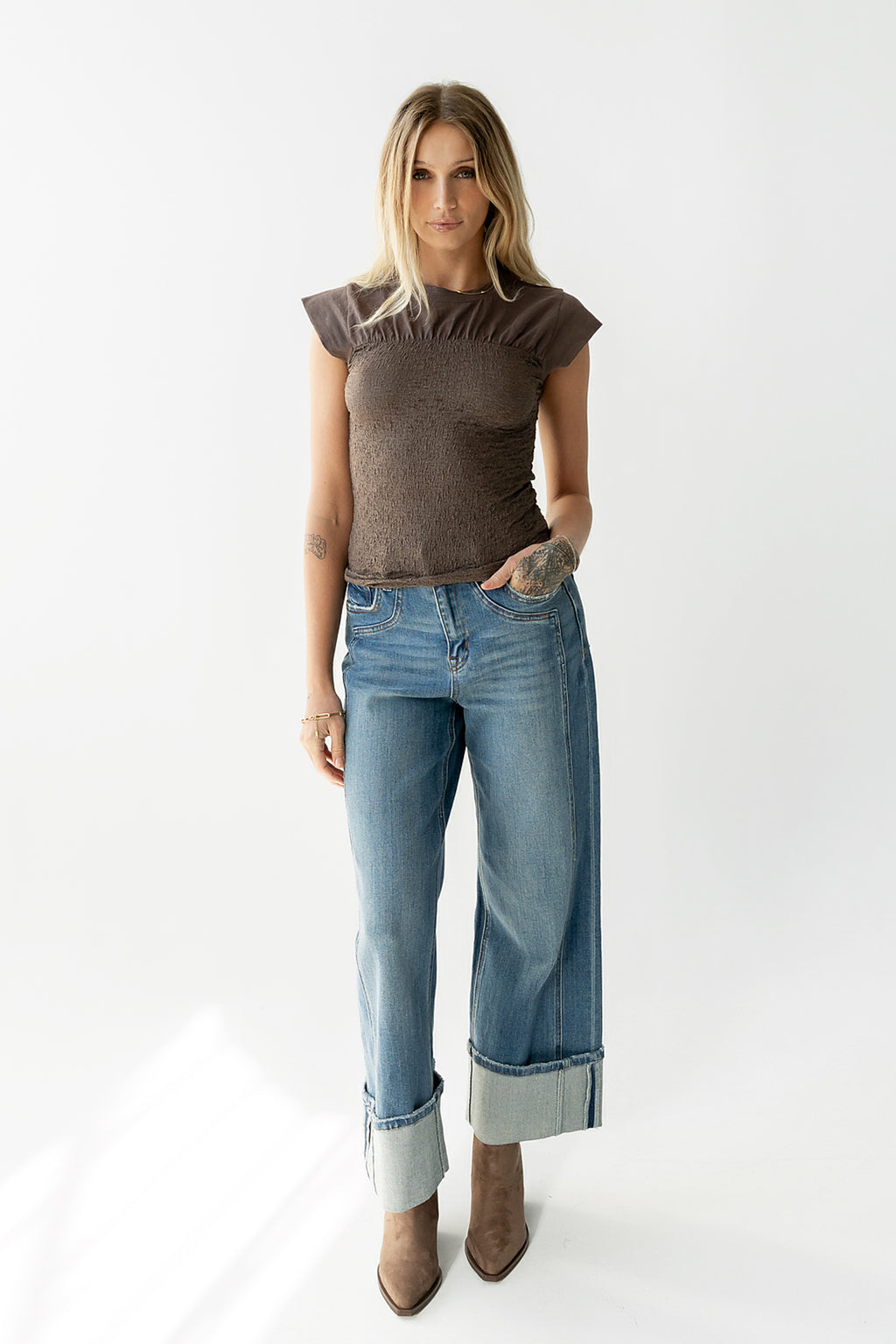 Josey Smocked Top in Charcoal - FINAL SALE