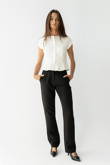 Rumi Button Front Blouse in White