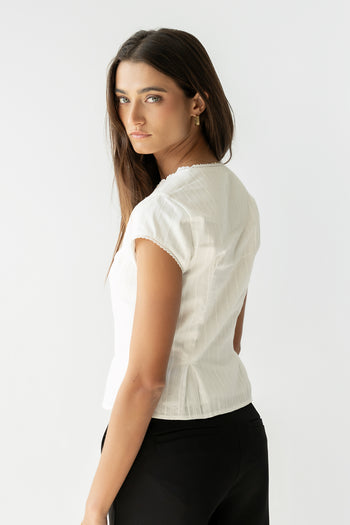 Rumi Button Front Blouse in White