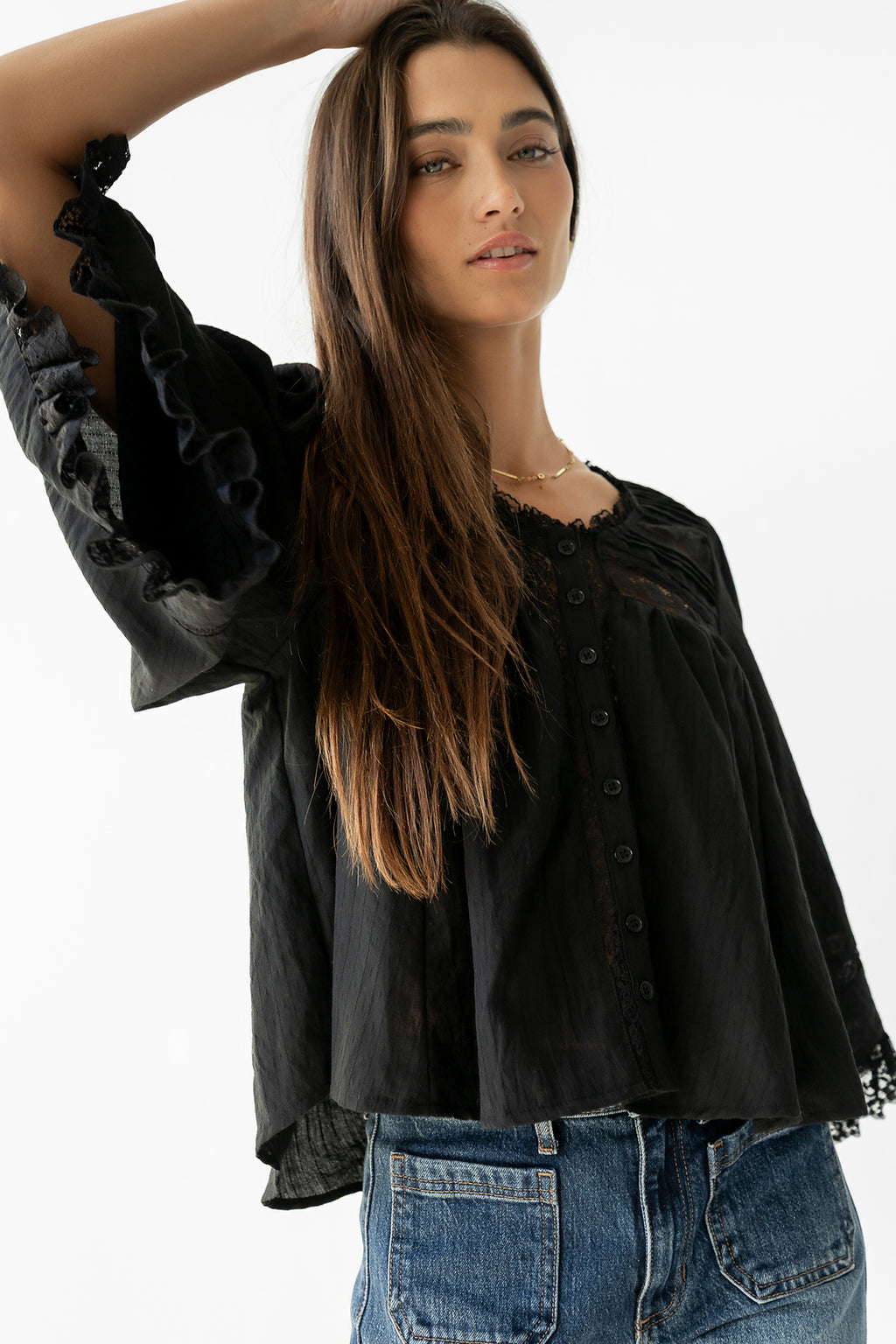 Kylee Lace Blouse in Black - FINAL SALE