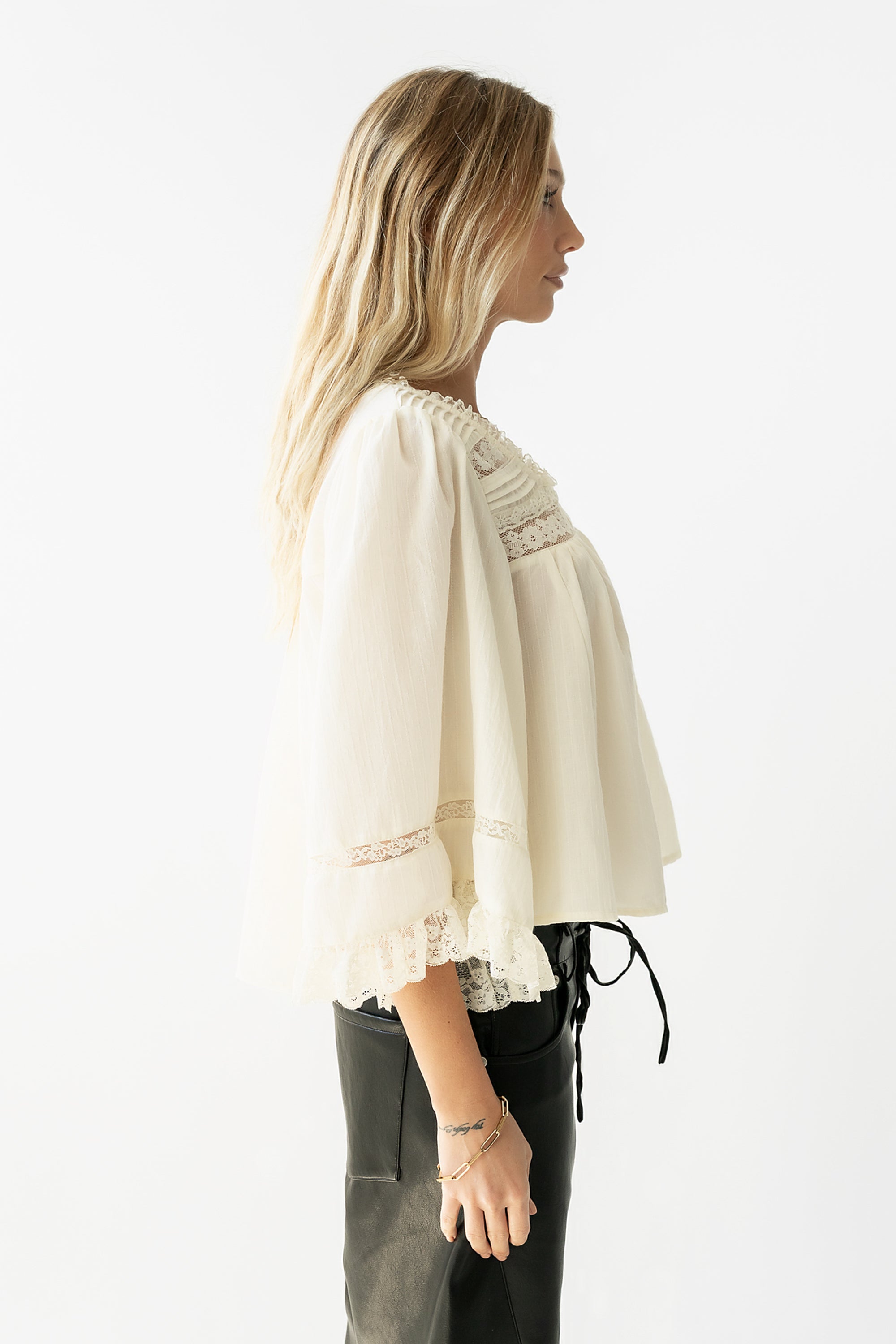 Kylee Lace Blouse in Cream