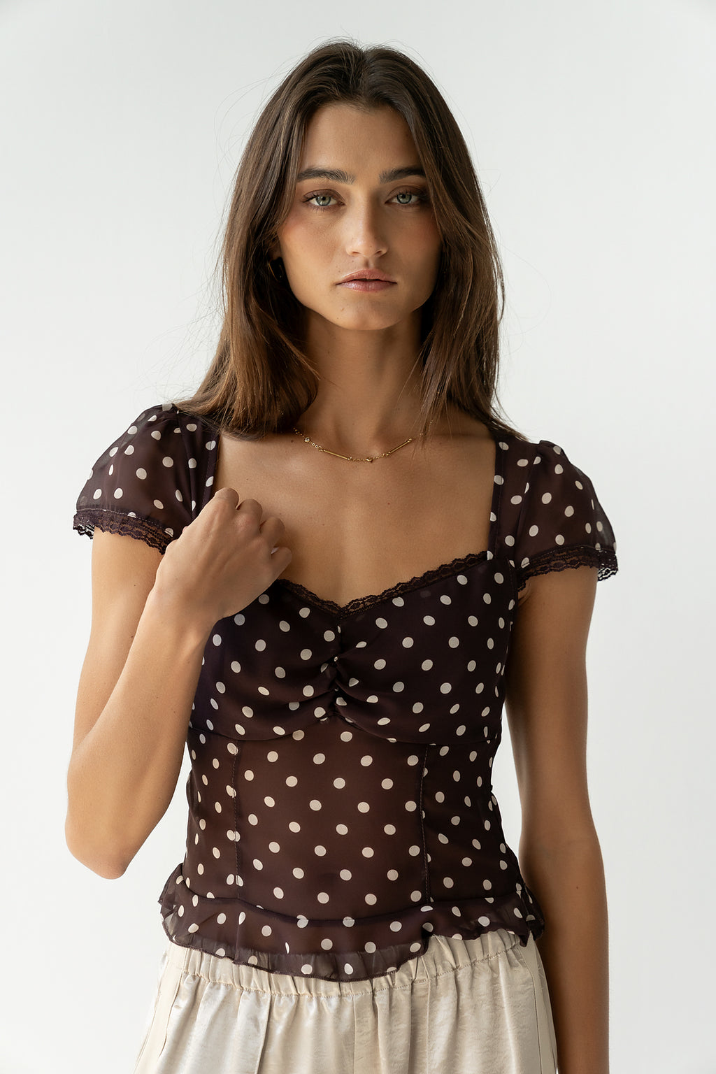 Liam Sheer Polka Dot Top - FINAL SALE