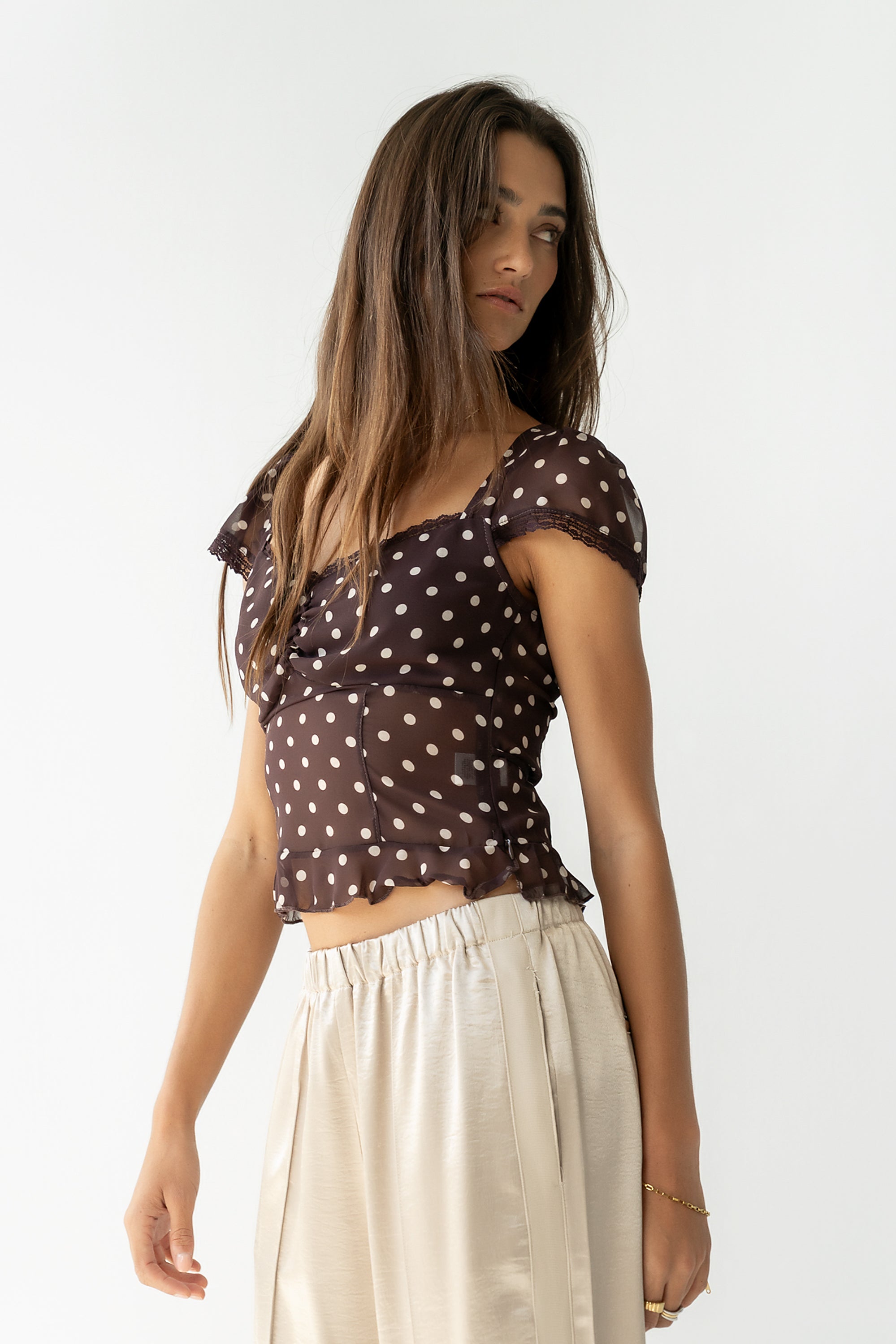 Liam Sheer Polka Dot Top