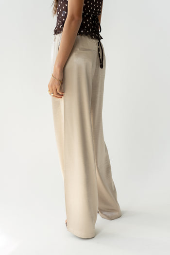 Gemma Satin Wide Leg Pants in Champagne