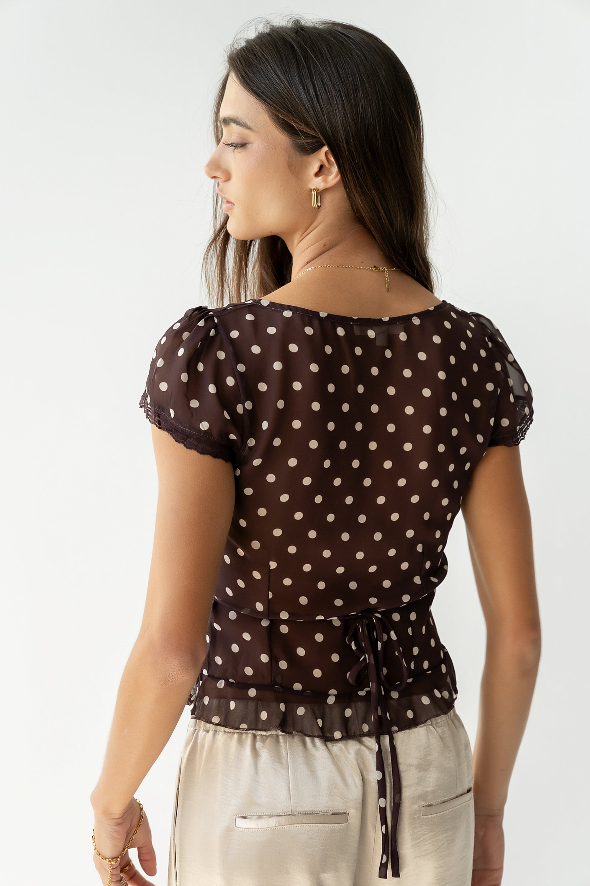 Liam Sheer Polka Dot Top
