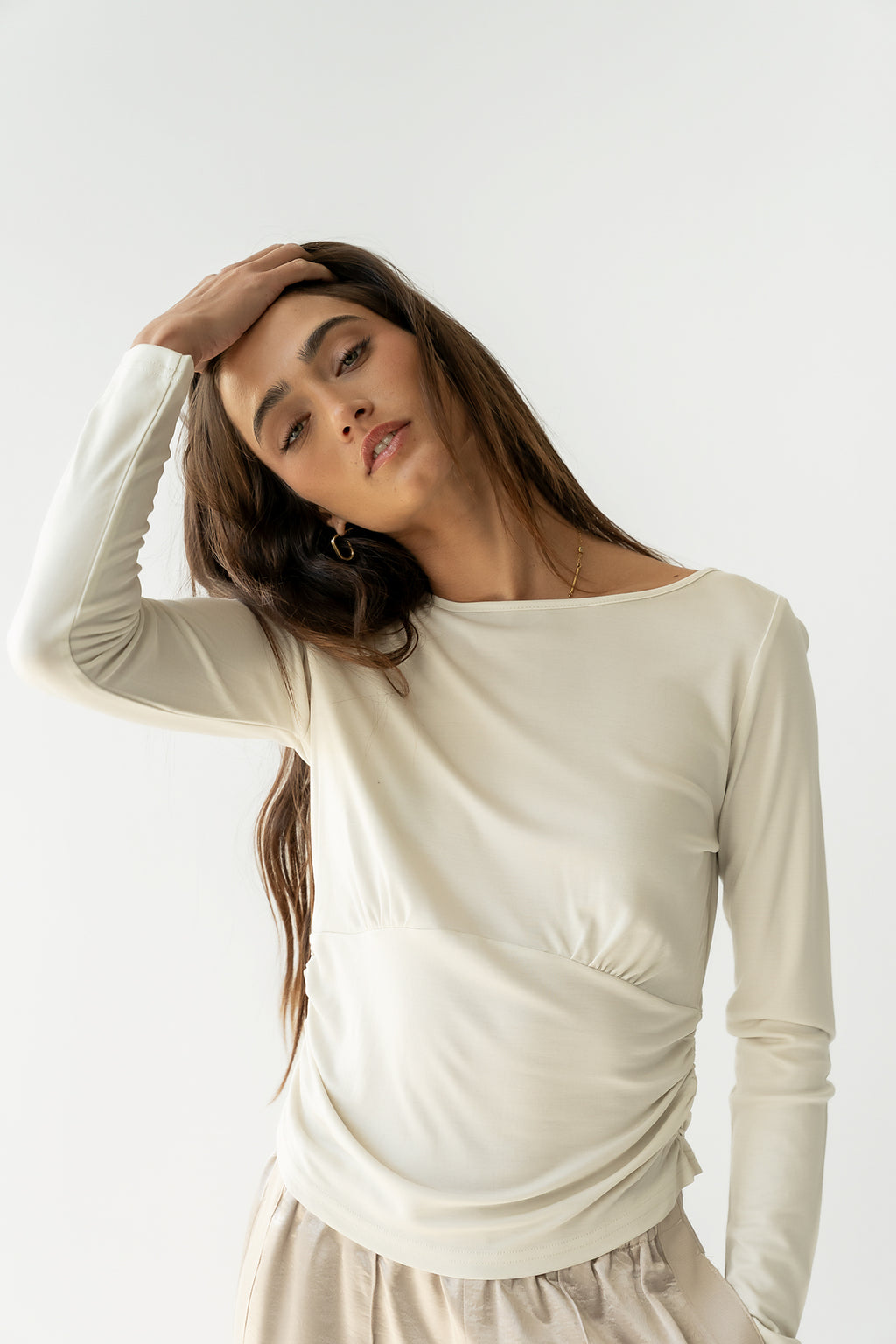 Selena Ruched Top in Bone - FINAL SALE